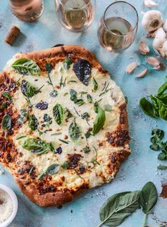 White Pizza with Garlic Sauce and Herbs