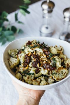 Za'atar Roasted Cauliflower with Dates, Pine Nuts and Thyme