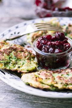 Zucchini Latkes with Maple Cranberry Sauce