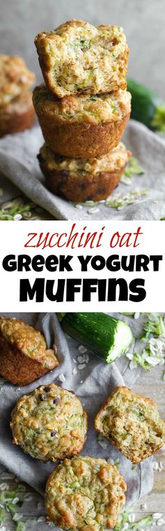 Zucchini Oat Greek Yogurt Muffins