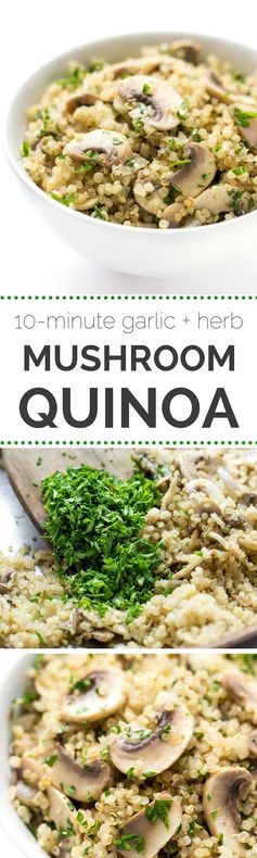 10-Minute Garlic + Herb Mushroom Quinoa