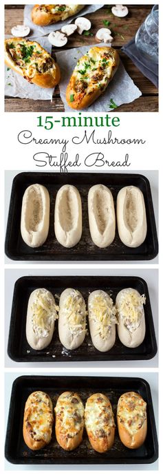 15 minute Creamy Garlic & Mushroom Stuffed Bread