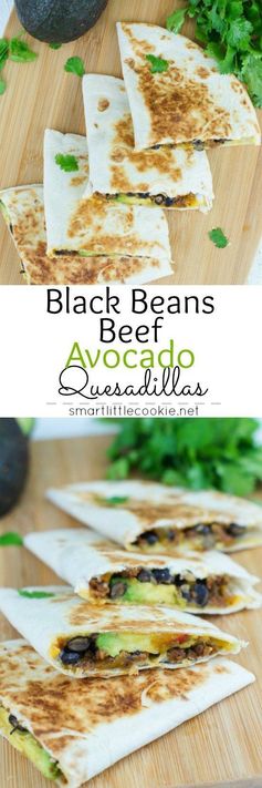 20-Minute Black Beans, Beef and Avocado Quesadillas