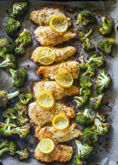 20 Minute One Pan Lemon Parmesan Chicken and Broccoli