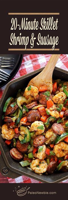 20-Minute Shrimp & Sausage Skillet Paleo Meal