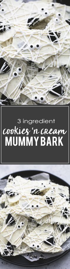 3 Ingredient Cookies 'n Cream Mummy Bark