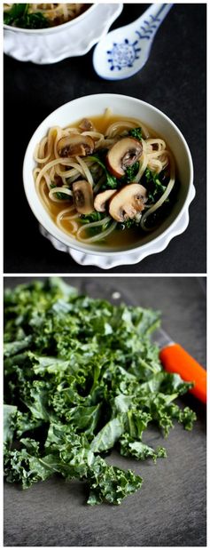 30-Minute Rice Noodle Soup with Mushrooms & Kale Recipe (Vegetarian