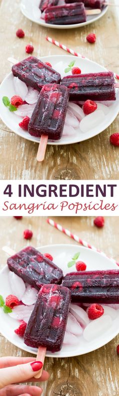 4 Ingredient Raspberry Sangria Popsicles