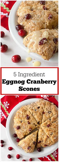 5-Ingredient Eggnog Cranberry Scones