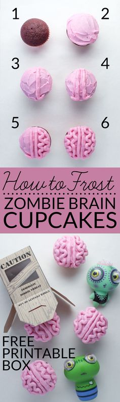 All Natural Zombie Brain Cupcakes