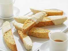 Almond and Lemon Biscotti Dipped in White Chocolate