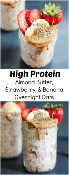 Almond Butter, Strawberry & Banana Overnight Oats with Chia