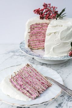 Almond Crepe Cake with Raspberry-Rose Cream