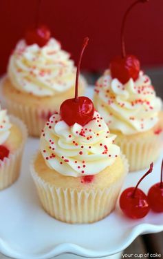 Almond Maraschino Cherry Cupcakes