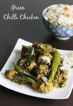 Andhra chilli chicken recipe, how to make green chilli chicken dry