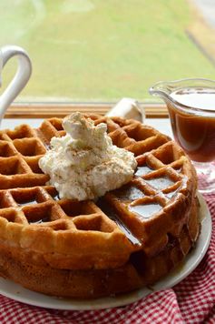 Apple Butter Waffles with Cinnamon Syrup