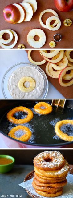 Apple Fritter Rings with Caramel Sauce