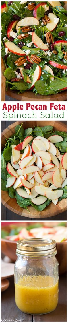 Apple Pecan Feta Spinach Salad