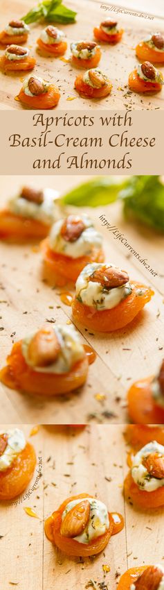 Apricots with Basil-Cream Cheese and Almonds