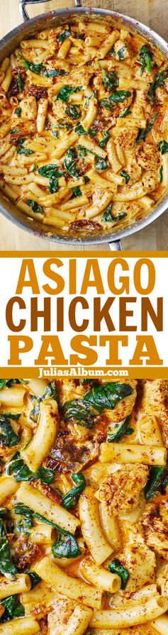 Asiago Chicken Pasta with Sun-Dried Tomatoes and Spinach