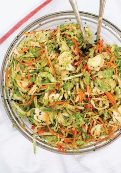 Asian Brussels Sprout Slaw with Carrots and Almonds