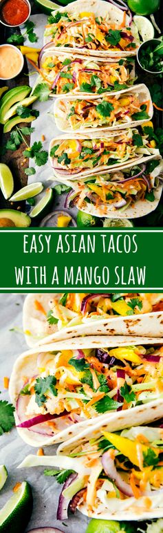 Asian Chicken Tacos with A Mango Slaw