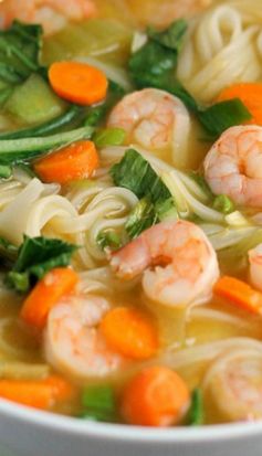 Asian Rice Noodle Soup with Shrimp