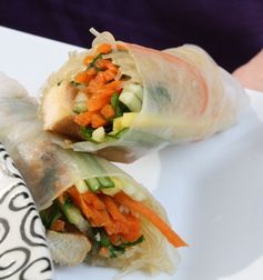 Asian Salad and Sesame Chicken Spring Roll [FODMAP-friendly]