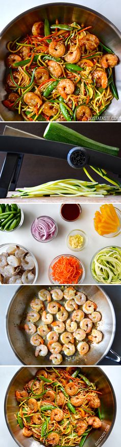 Asian Zucchini Noodle Stir-Fry with Shrimp