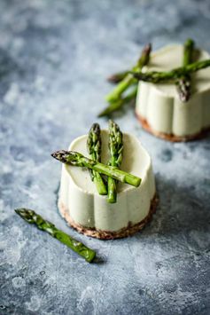 Asparagus and Ricotta Panna Cotta with Bacon and Almond Crumb