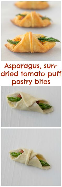 Asparagus, sun-dried tomato puff pastry bites