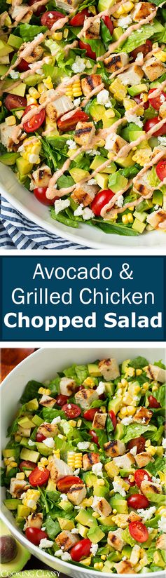 Avocado and Grilled Chicken Chopped Salad with Skinny Chipotle-Lime Ranch