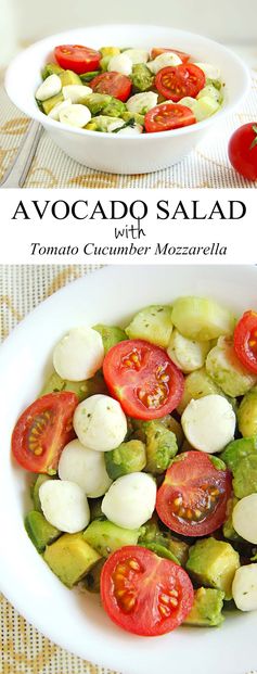 Avocado Salad with Tomato Cucumber Mozzarella
