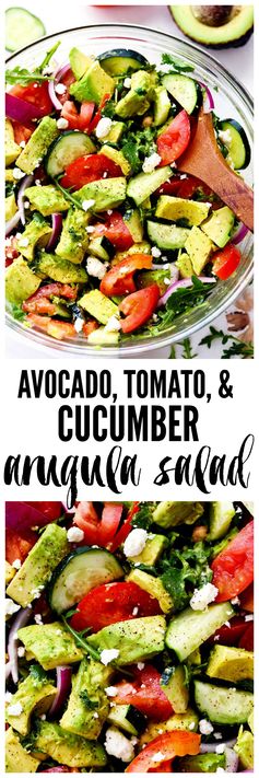 Avocado, Tomato and Cucumber Arugula Salad