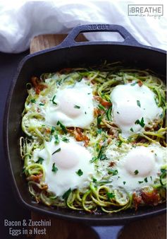 Bacon and Zucchini Eggs in a Nest - Low Carb