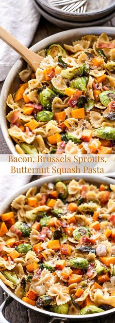 Bacon, Brussels Sprouts, Butternut Squash Pasta