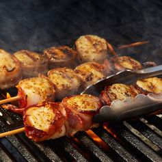 Bacon Wrapped Scallop Skewers