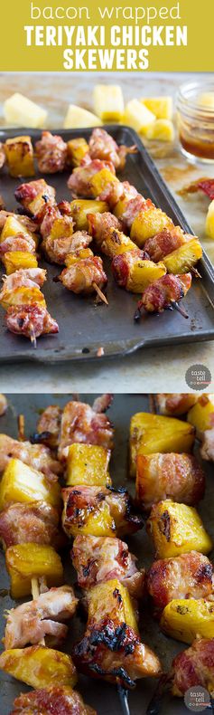 Bacon Wrapped Teriyaki Chicken Skewers