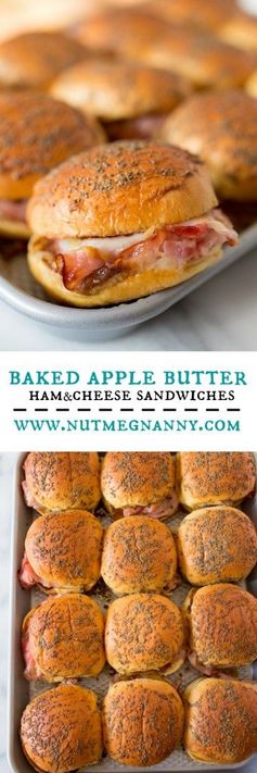 Baked Apple Butter Ham and Cheese Sandwiches