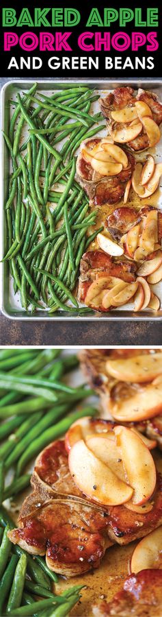 Baked Apple Pork Chops and Green Beans