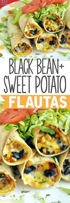 Baked Black Bean and Sweet Potato Flautas