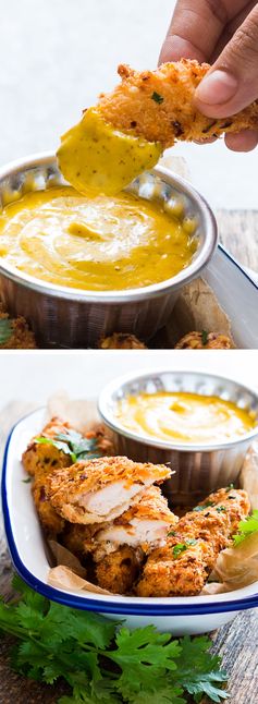 Baked Coconut Chicken Tenders with Mango Mustard Sauce