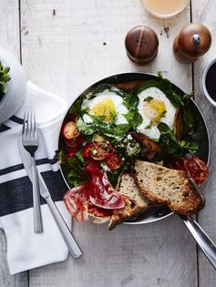 Baked Eggs with Chimichurri and Prosciutto