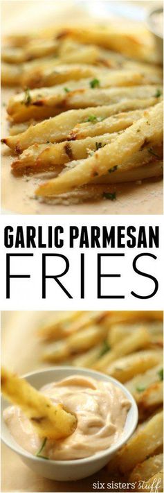 Baked Garlic Parmesan Fries with Spicy Aioli