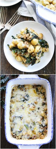 Baked Gnocchi with Sausage, Kale, and Pesto