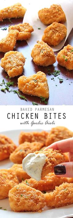 Baked Parmesan Chicken Bites with Garlic Aioli