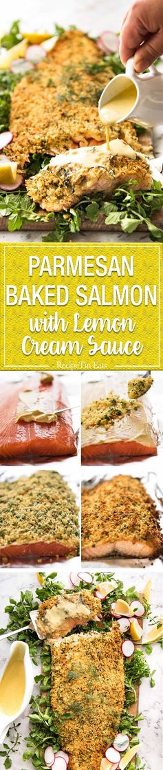 Baked Parmesan Crusted Salmon with Lemon Cream Sauce