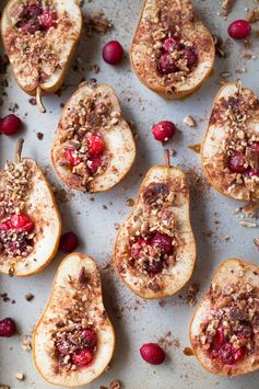 Baked Pears with Honey, Cranberries and Pecans