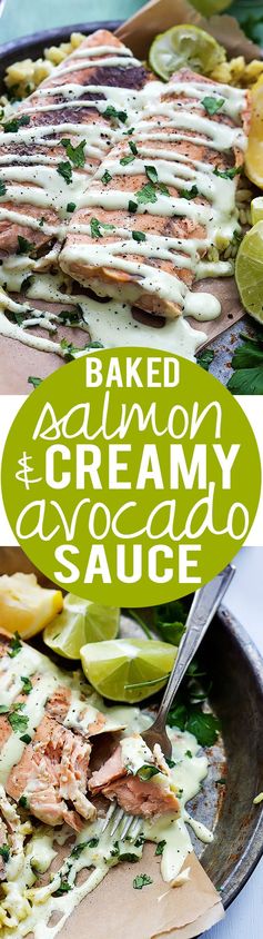 Baked Salmon with Creamy Avocado Sauce