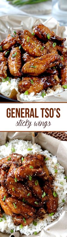 Baked Sticky General Tso's Chicken Wings